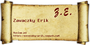 Zavaczky Erik névjegykártya